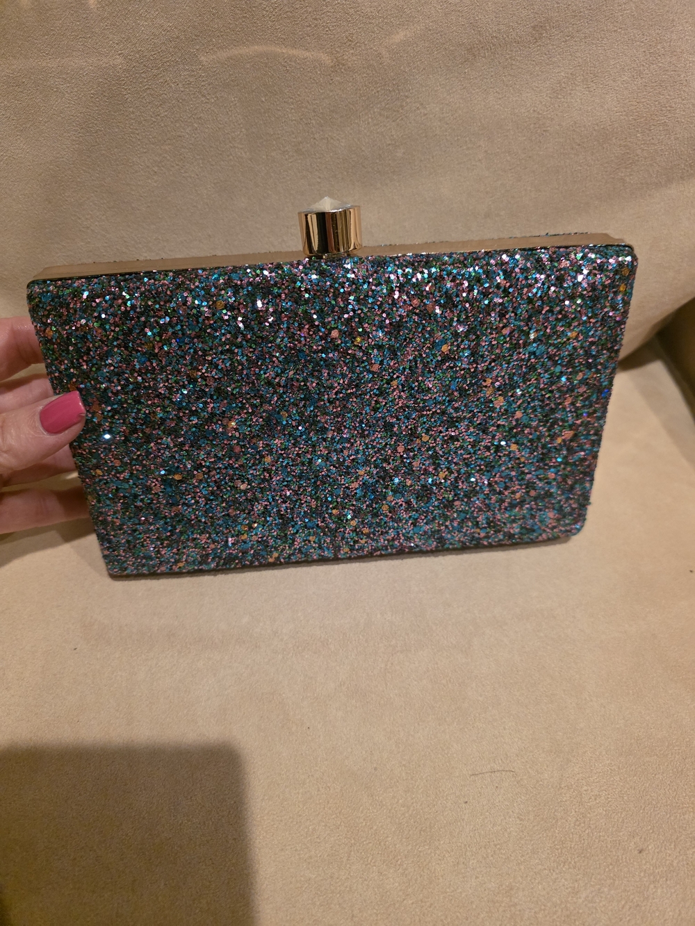 Blue Multi Glitter Box Clutch - Picture 11 of 15
